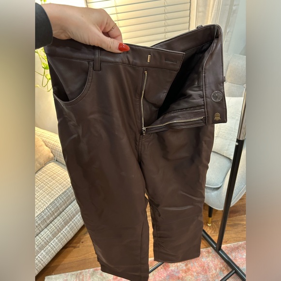 House of CB Inaya Dark Brown Stretch Vegan Leather Trousers - Picture 5 of 10